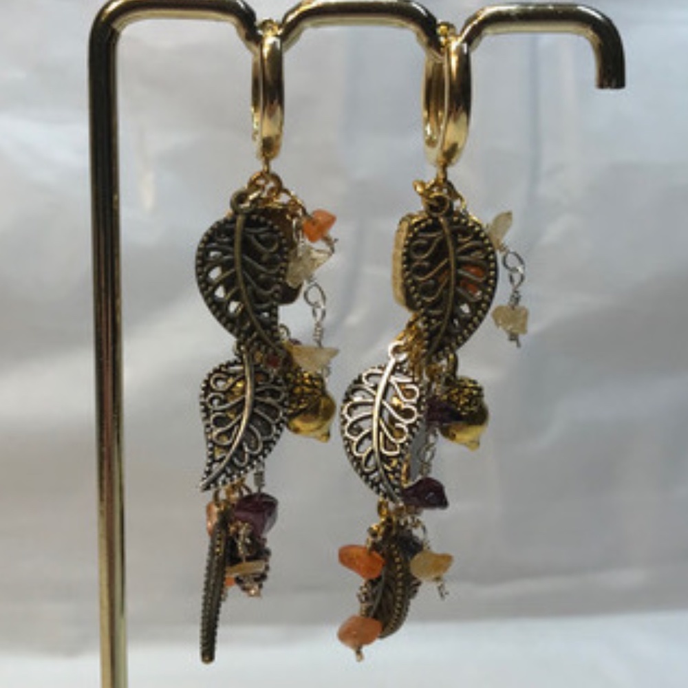 "Mother Banbha" Celtic Goddess Autumn Equinox Handmade Fall Earrings, Leaves